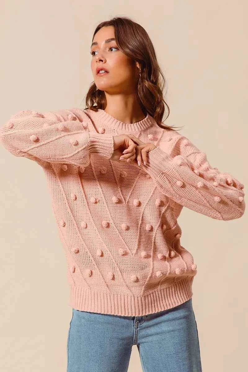 Pom Pom Textured Knit Sweater Top BLUSH 370ea1549dc4474b9275c5e3c680d944-Max-Origin