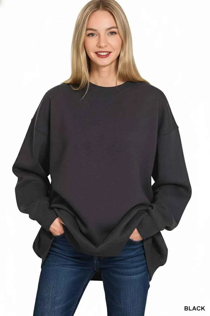Zenana Oversized Round Neck Fleece Tunic Sweatshirt 370fbe5c-7569-496d-9640-b8c1aef26a64-Max-Origin