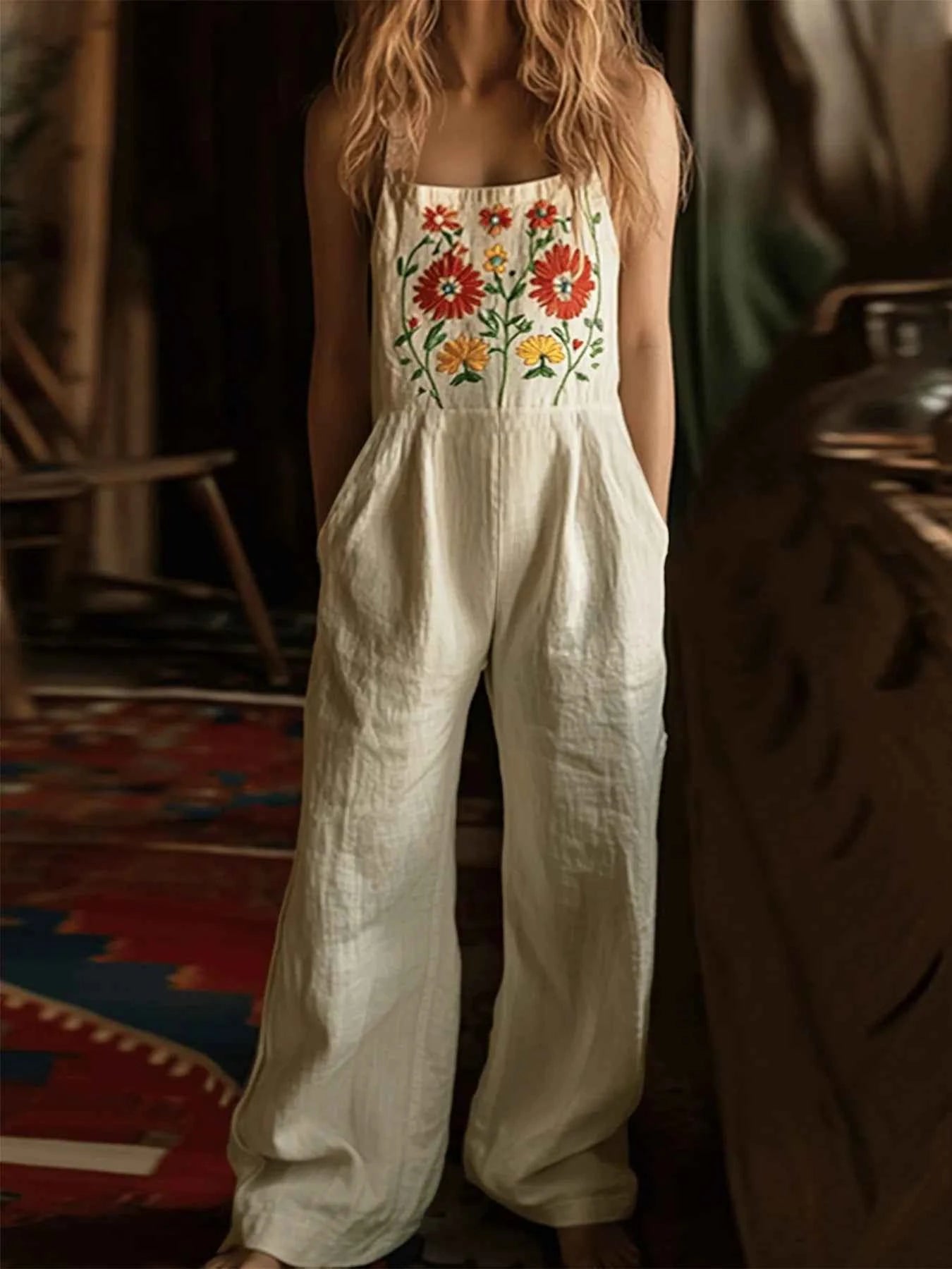 Floral Embroidered Wide Leg Jumpsuit 3710e149-e932-4448-a660-eaef624dafa6-Max-Origin