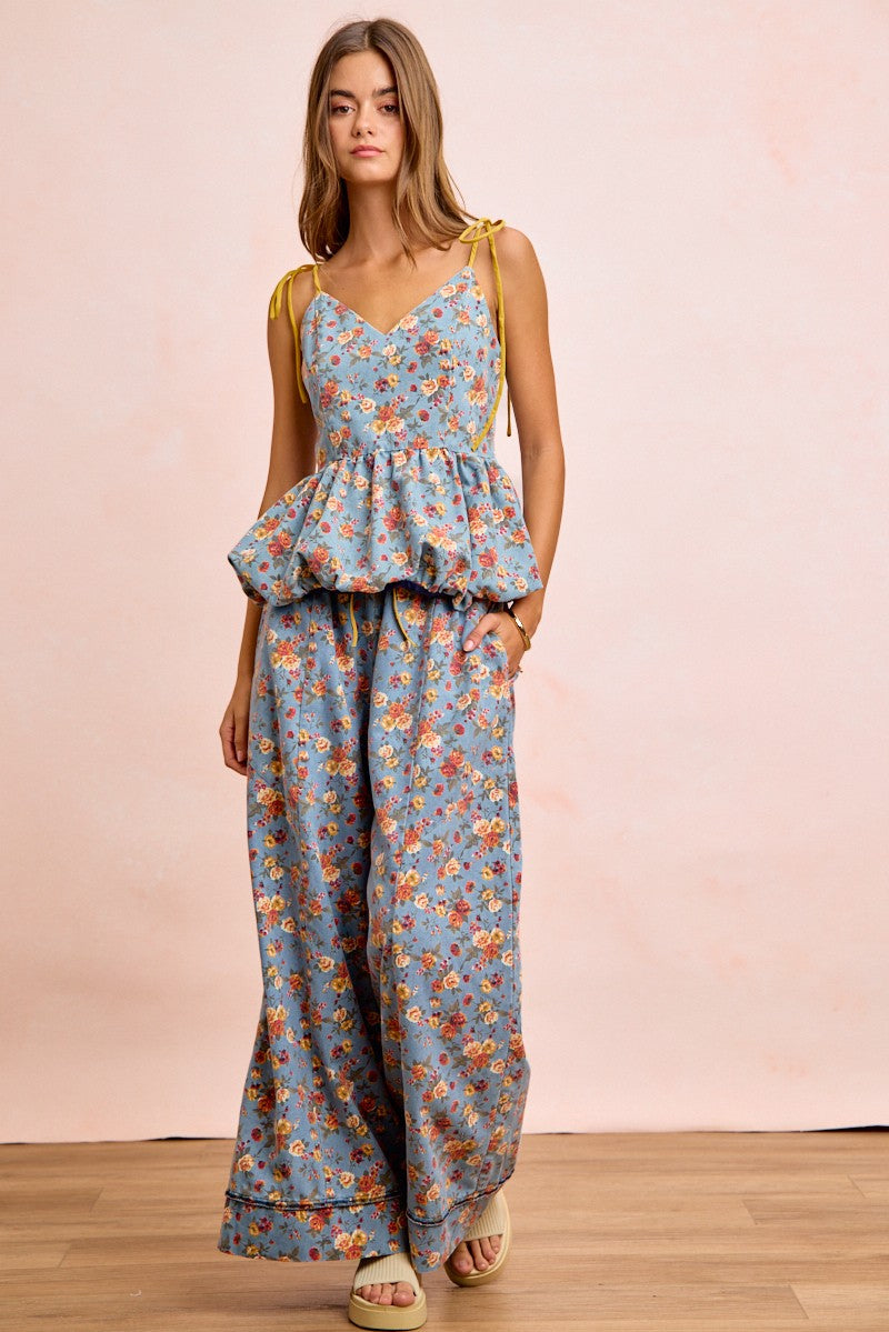 BiBi Floral Printed Drawstring Wide Pants 371e177ef85549fca669bb3ae5bf990c-Max