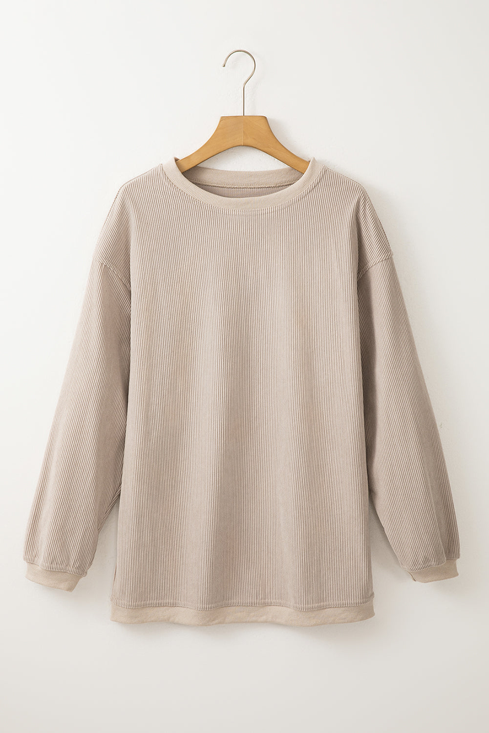 White Drop Shoulder Rib Knit Oversized Sweatshirt 37282ba3cf6c024a