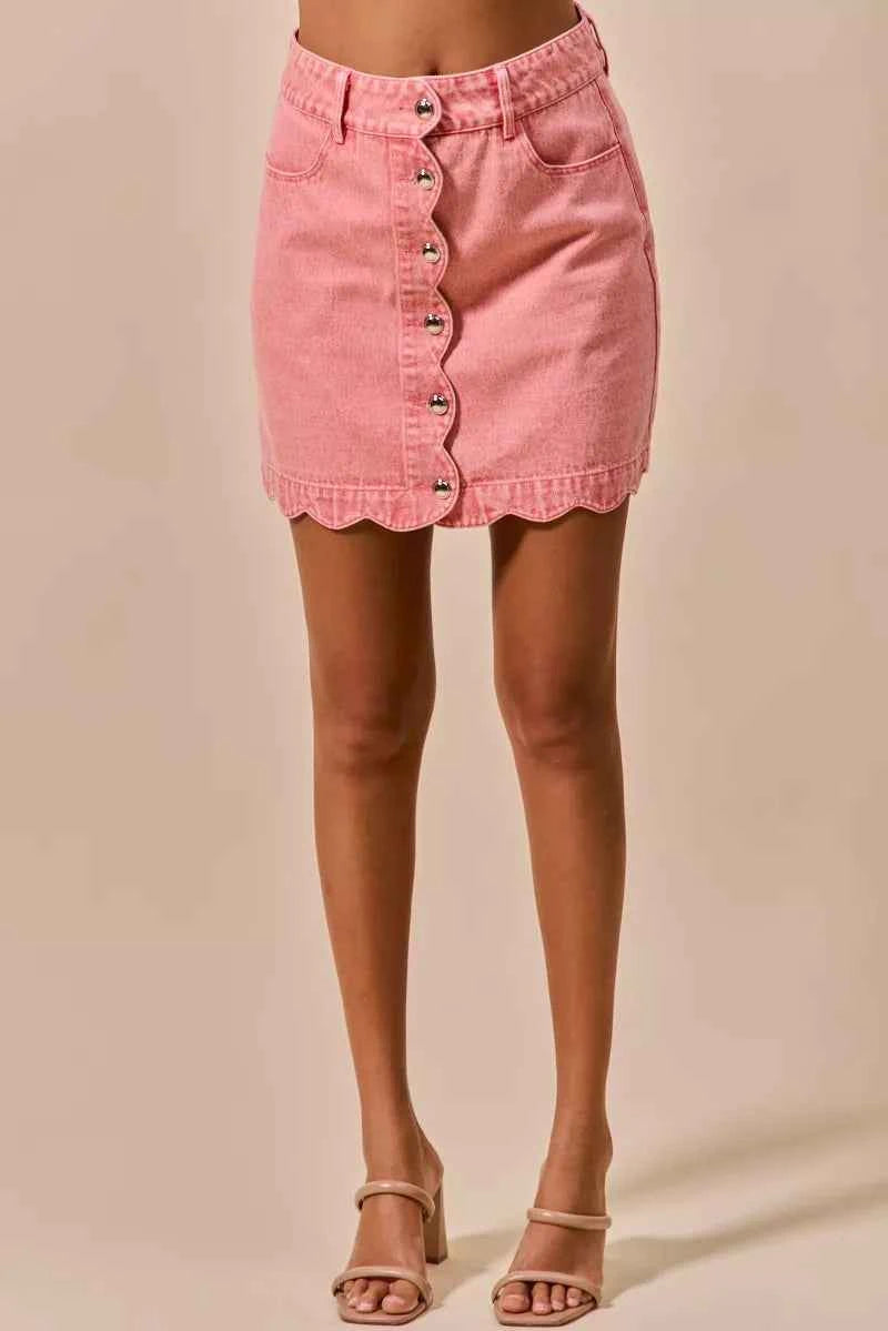 SO ME Vintage Wash Scallop Edge Denim Mini Skirt 3728946775f74cb5bed2e78816002e68-Max-Origin