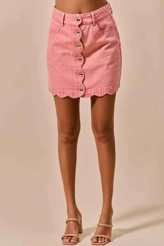 SO ME Vintage Wash Scallop Edge Denim Mini Skirt 3728946775f74cb5bed2e78816002e68-Max-Origin