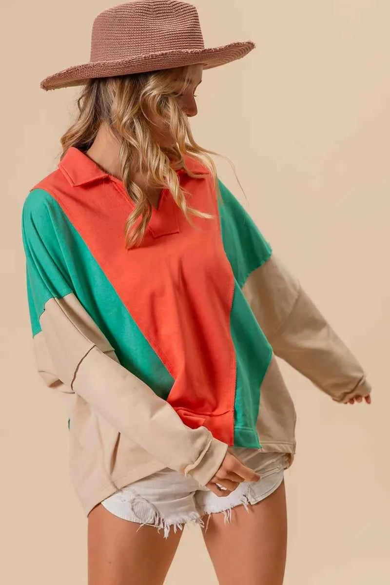 BiBi Colorblock Exposed Seam French Terry Sweatshirt 3730cf7dc6474648ad4846cdb319a05d-Max-Origin