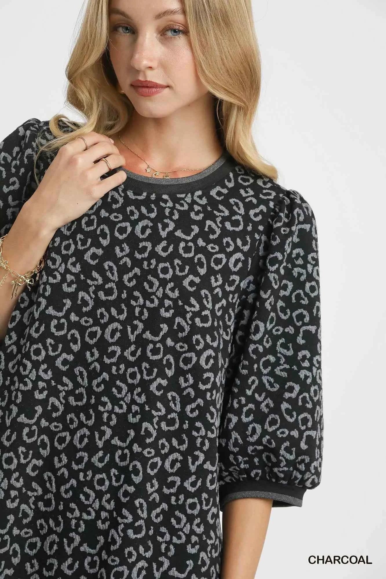 Umgee Leopard Print Jacquard Mini Dress 373219c8-5e19-4f08-8ab1-fdbb7e80af65-Max-Origin