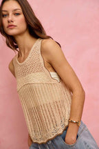 SO ME Crochet Lace Light Weight Sweater Vest 3732530c5df047de8e2d061918733875-Max