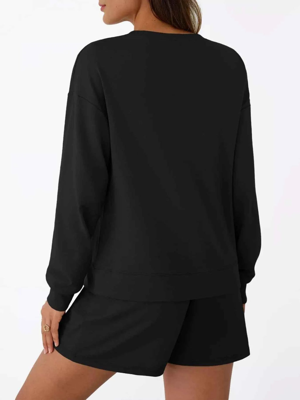 Round Neck Long Sleeve Top and Shorts Set 3737d2be274743b499493a608c7f931e-Max-Origin