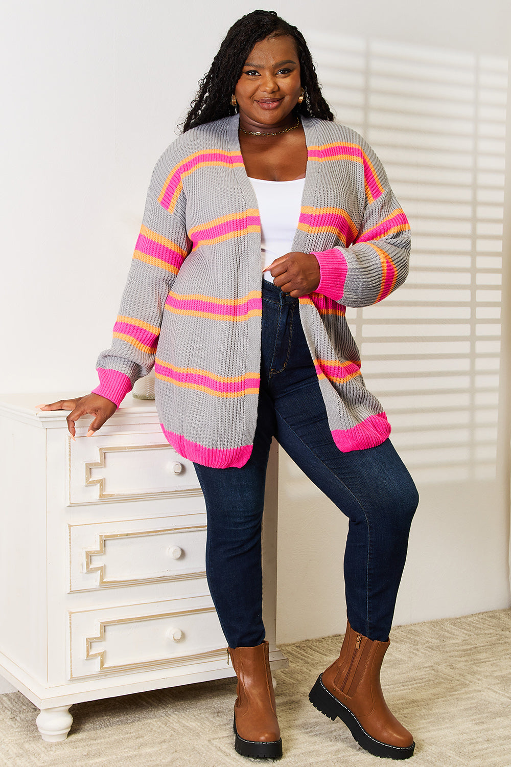 Woven Right Ribbed Long Sleeve Cardigan 374ffcbe6223454782ff8c00bef4ba04-Max