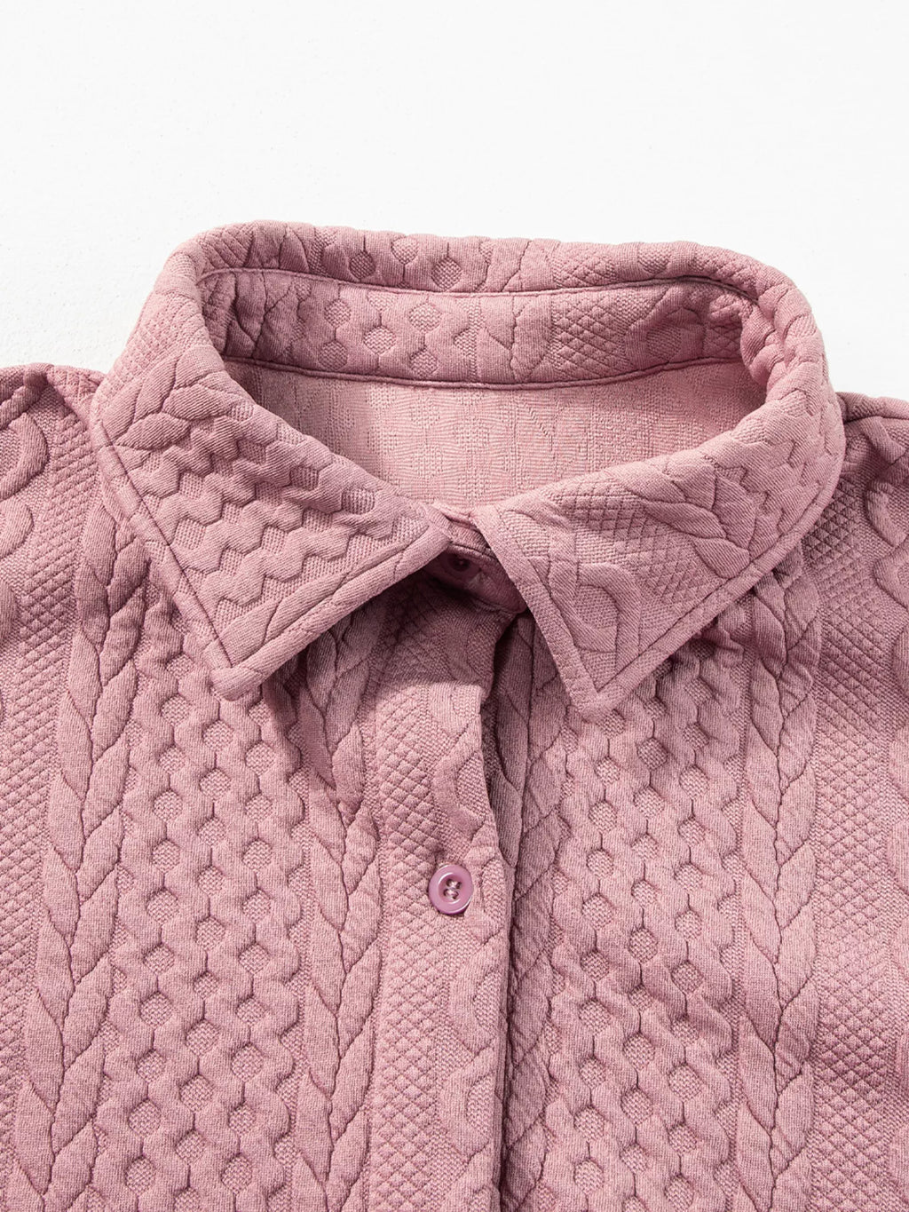 Cable Texture Puff Sleeve Loose Shacket 3755a1268ad34754851a60adc2f48e90-Max-Origin