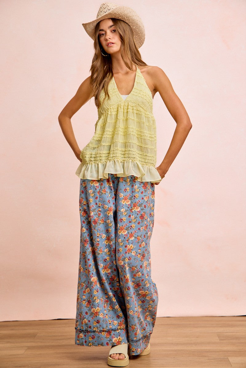 BiBi Floral Printed Drawstring Wide Pants 3755dbcb213b4138ac5cb77127d575ca-Max
