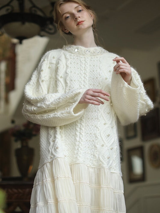 Wool Beaded Sparkle Sweater Dress