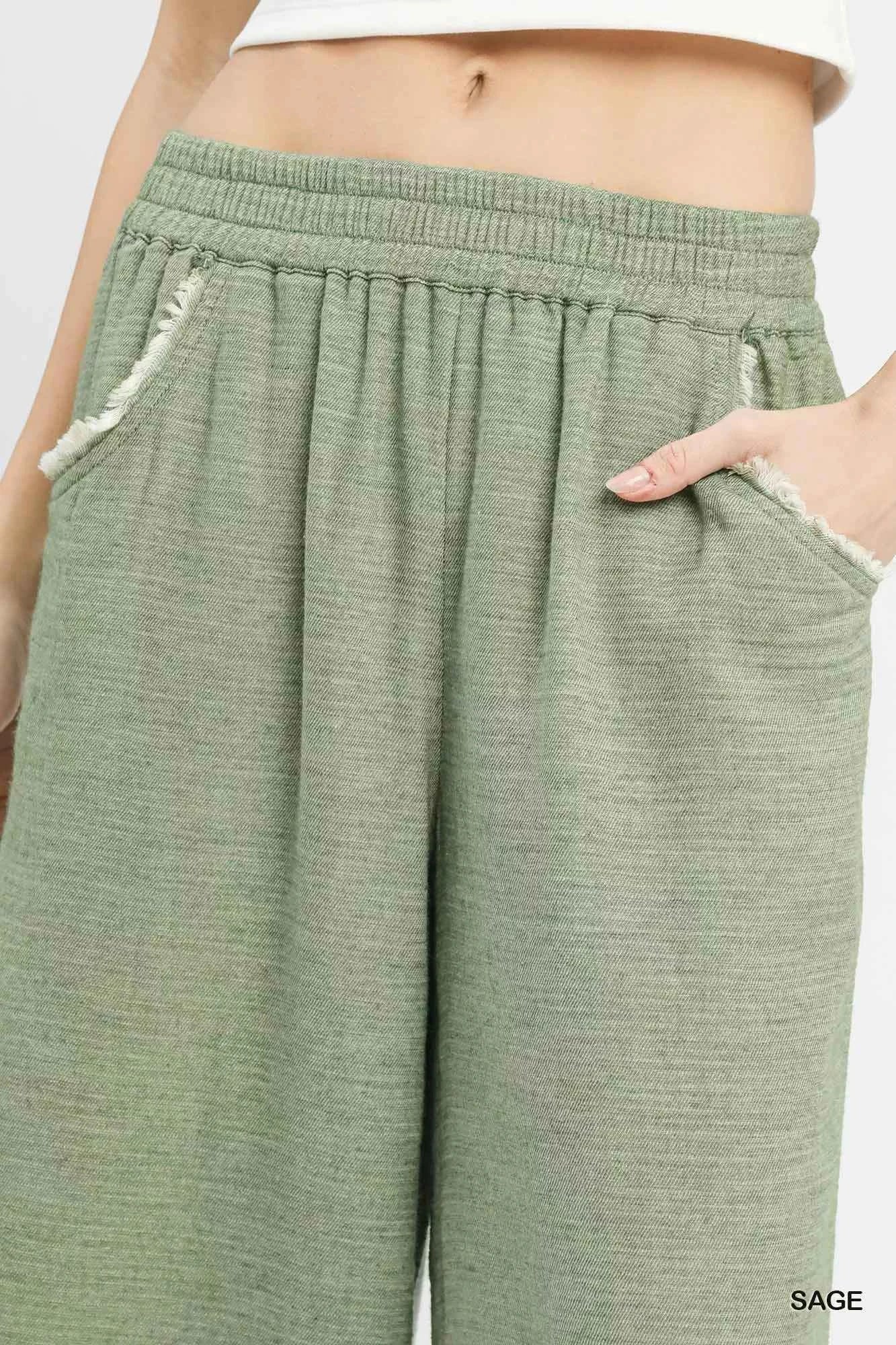 Umgee Frayed Hem Wide Leg Pants 3760414e-71bc-4928-911a-ecbf419a1a3b-Max-Origin