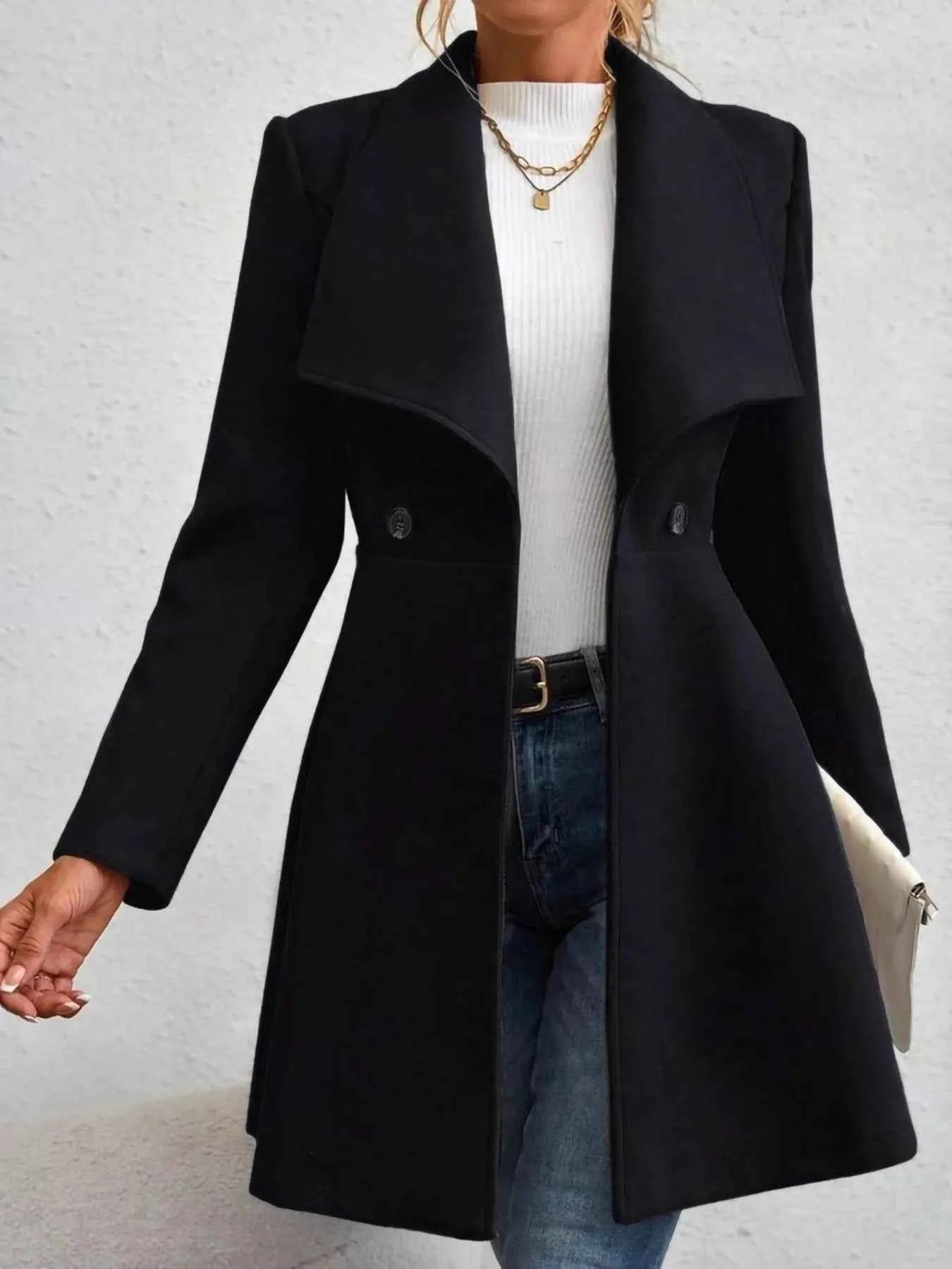 Double-Breasted Wool Blend Coat Black 37670a2d0f814fdfa605bb36461775fe-Max-Origin