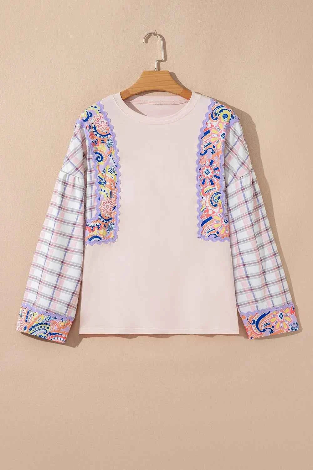 Paisley Print Plaid Long Sleeve Oversized Top 376a2b1e-5a8f-45ba-bdbe-b588cc1ad25e-Max-Origin
