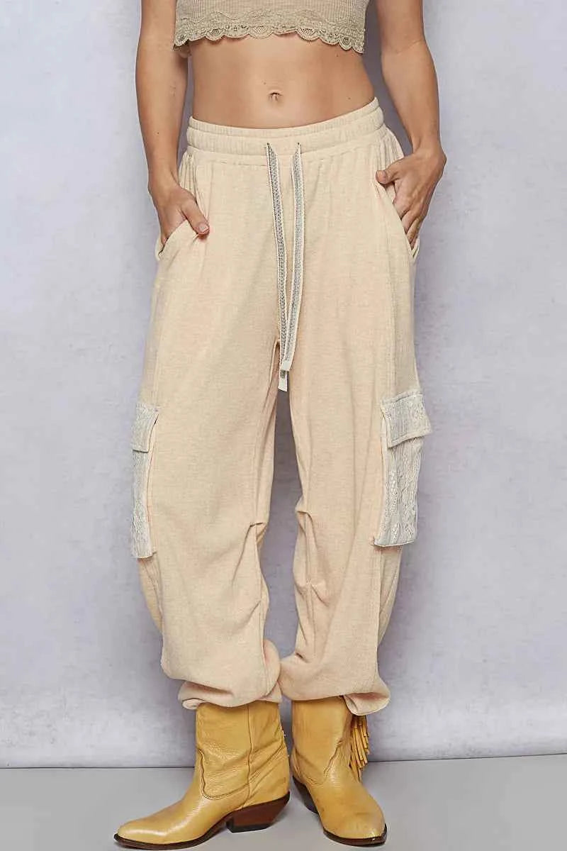 POL Drawstring Lace Pocket Patch Joggers APRICOT 376a9c11-1be9-496f-8710-4c8ae3f26c06-Max-Origin