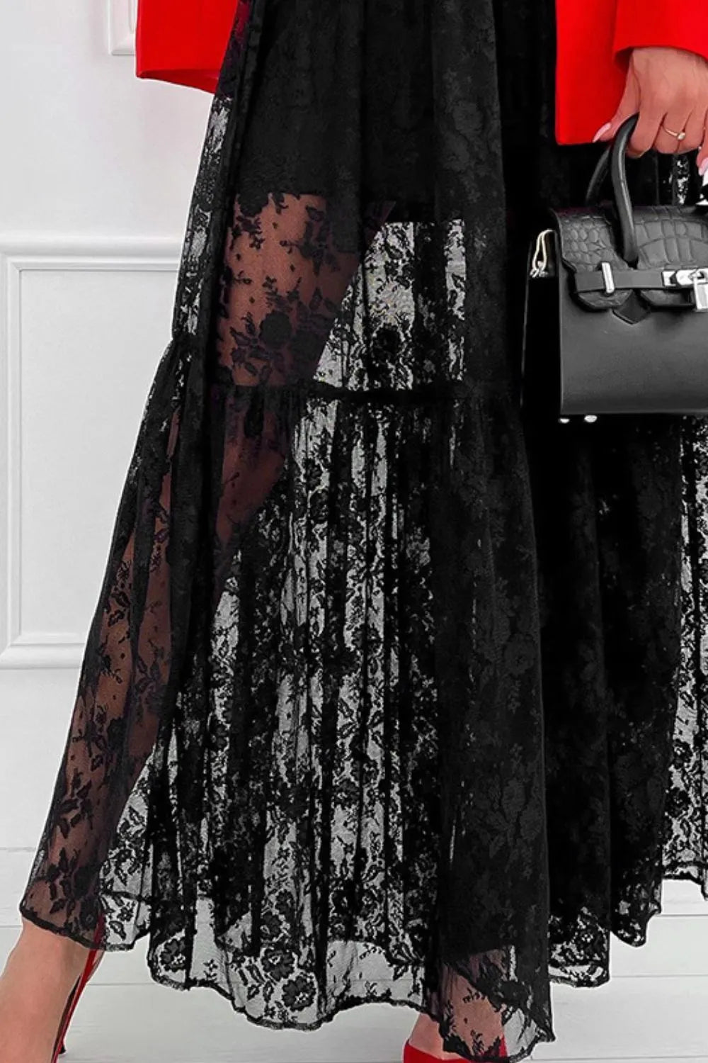 Lace Elastic Waist Maxi Skirt 376e6832-f52b-49fd-853c-3f8298944625-Max