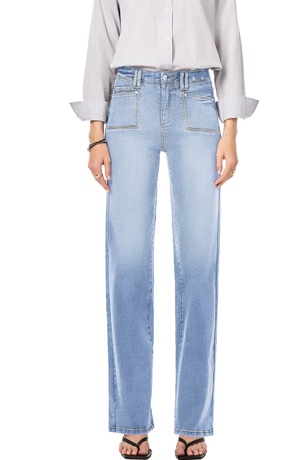 Dusk Blue Loose Straight Leg Cropped High Waist Jeans 37706ef7d9e67525