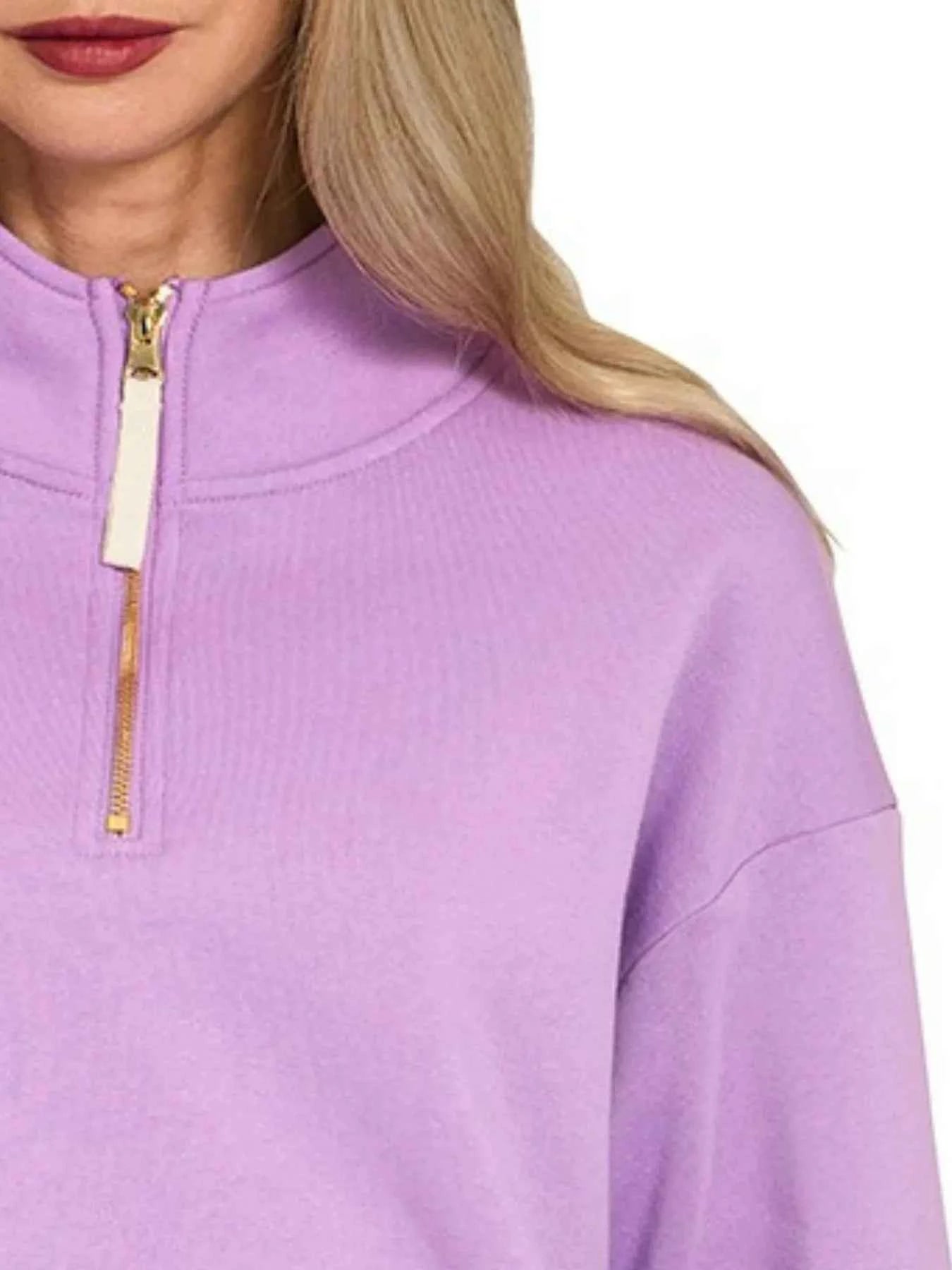 Zenana Fleece Half Zip Sweatshirt 377a546a-6b52-42ca-8c1a-1595c6436c73-Max-Origin