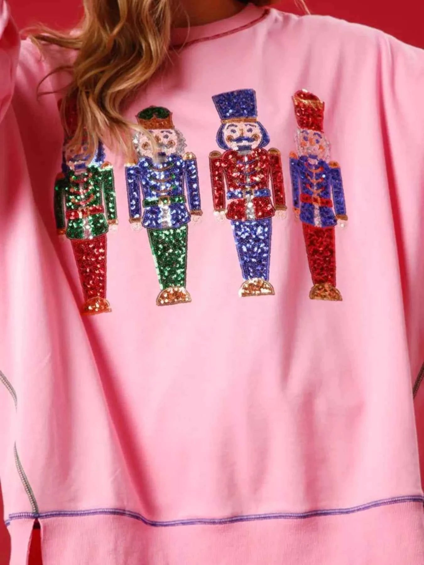 Christmas Nutcracker Sequin Round Neck Sweatshirt 3785ecb3ee4742e484ecd286d440b0f5-Max-Origin
