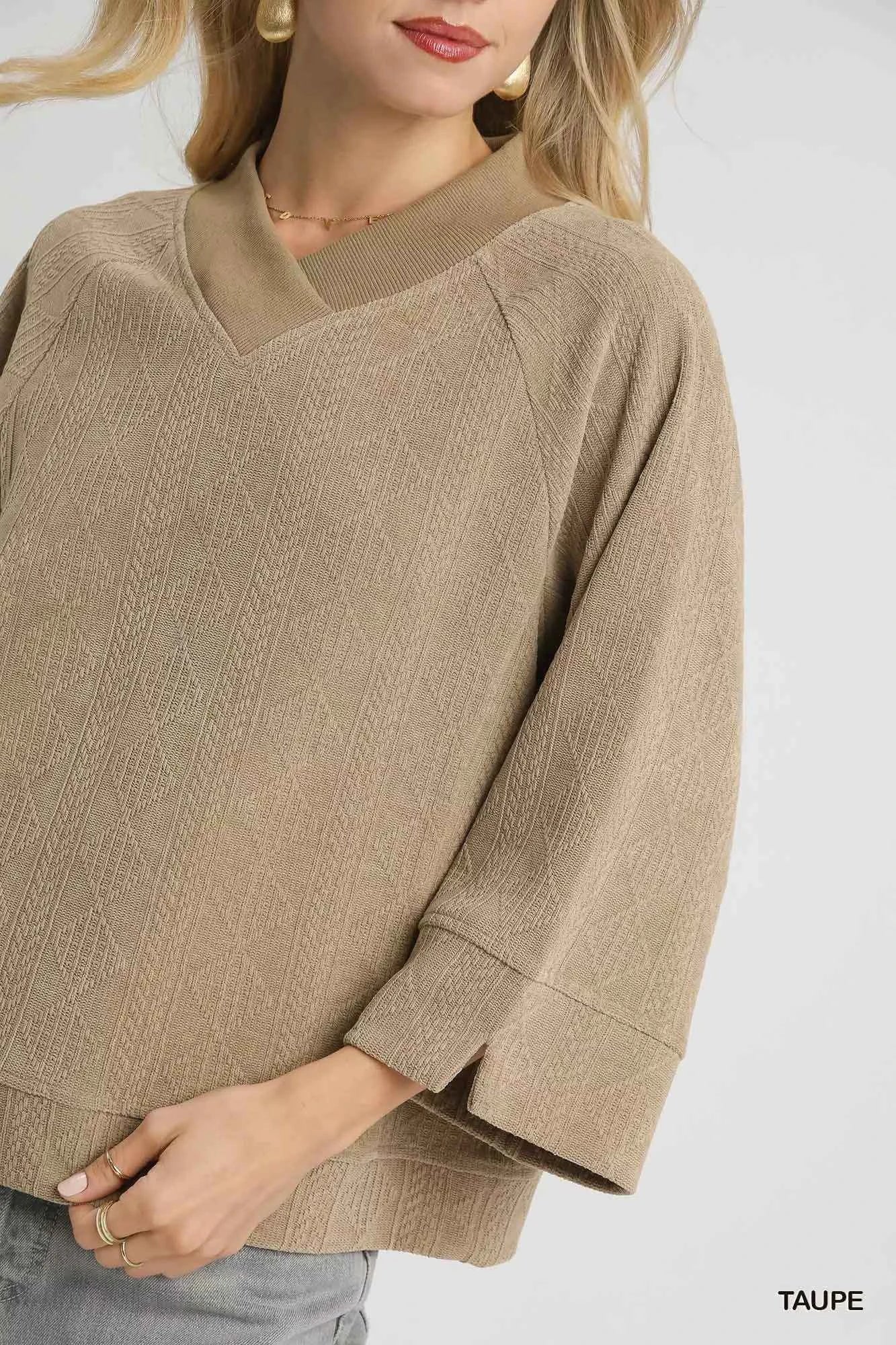 Textured Knit V-Neck Top 378ae332-1538-49c9-91ef-3abfd5f2005e-Max-Origin