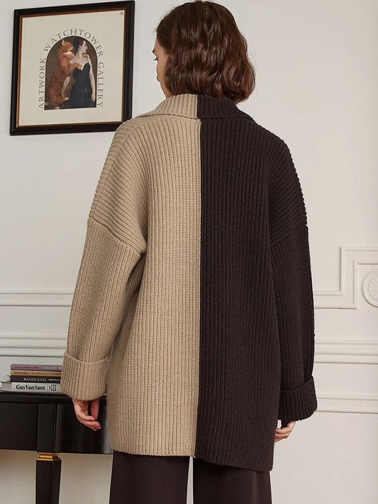 The Contrast Lapel Knit Cardigan 37E8CB53CD2529CD3C5BB32E50DE6B19