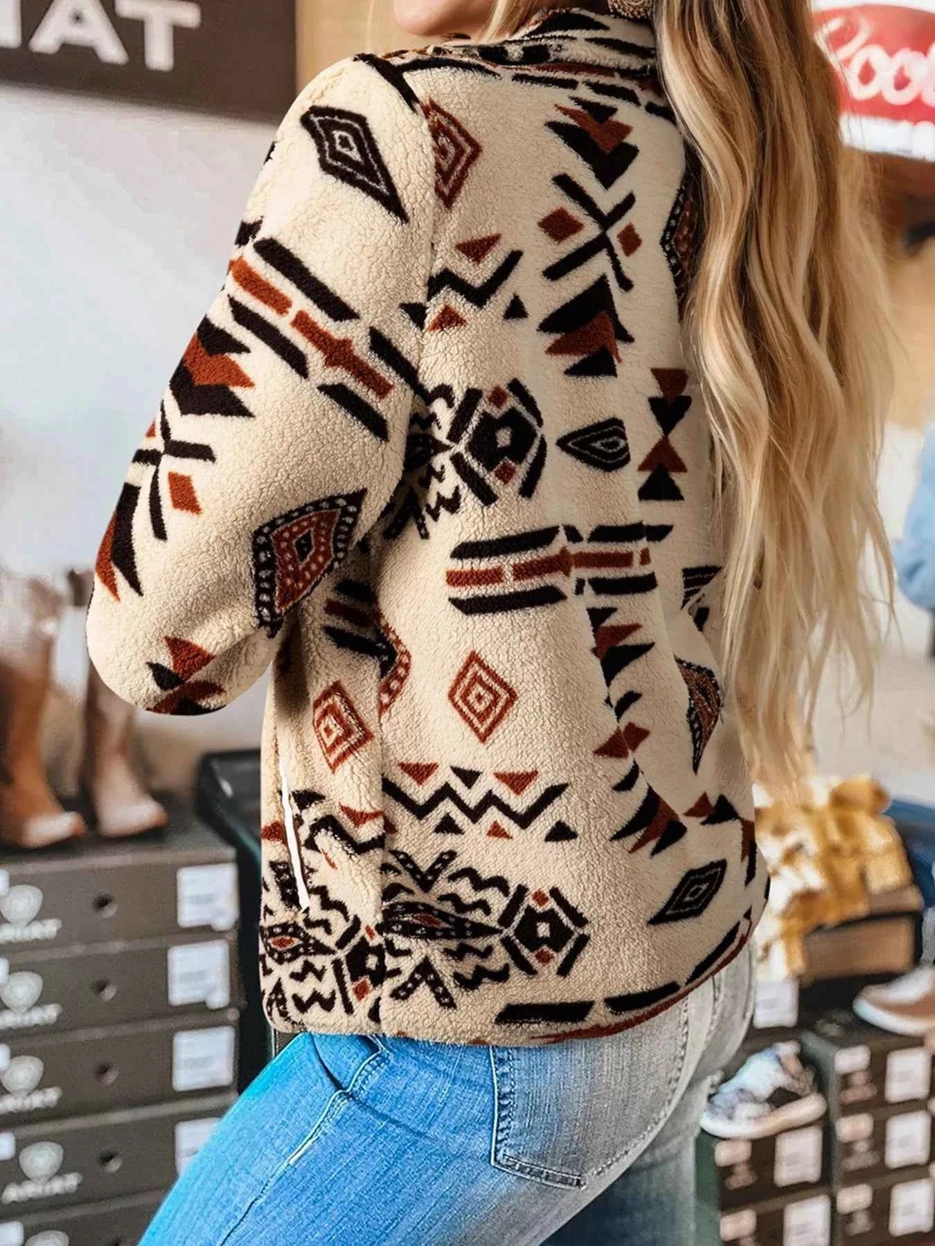 Western Aztec Half Zip Plush Sweatshirt 37ad015d13f84638bce1c718a3d749cd-Max-Origin
