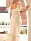 Ruffled Short Sleeve Tiered Maxi Dress Apricot 37bc687b-9653-49e2-9fa6-e3a3ec1cccc0-Max-Origin