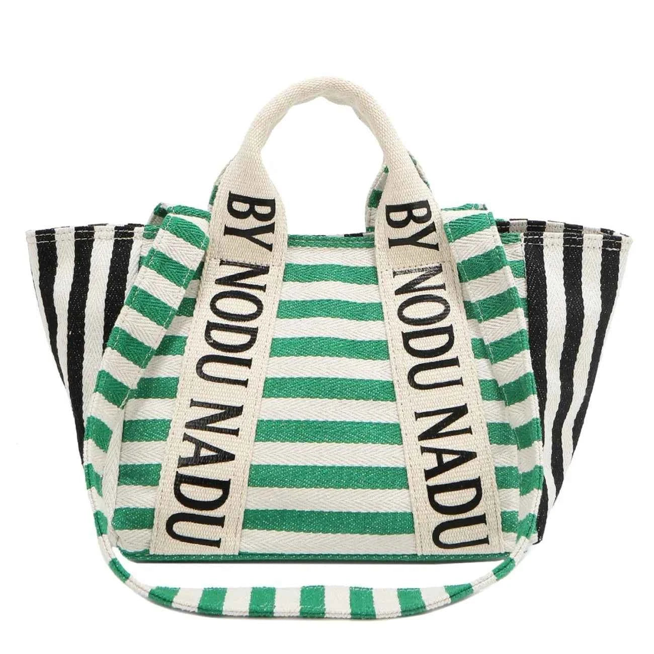 Nicole Lee USA Letter Striped Tote Bag Green One Size 37c12892-3042-4625-98f6-00b9ed9823ed-Max-Origin