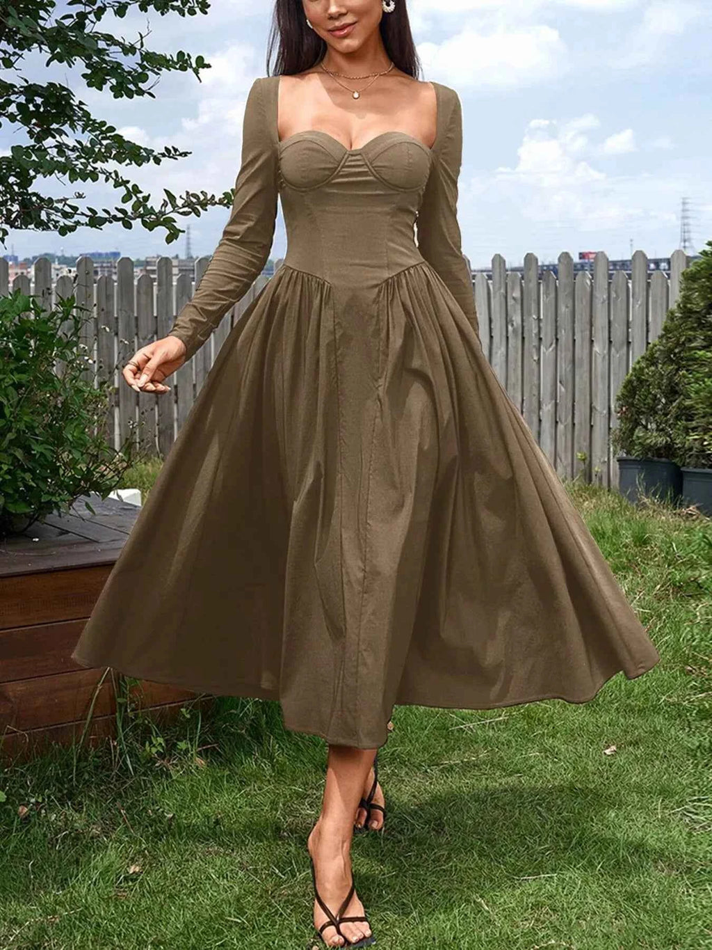 Sweetheart Neckline Long Sleeve A-Line Midi Dress 37ccdc56337148d98fb5340eafd2d5bf-Max-Origin