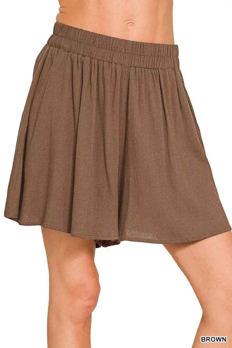 Zenana Woven Elastic Band Shorts With Pocket 37cd568dc56b461c96b56727c8d6b6e5-Max-Origin