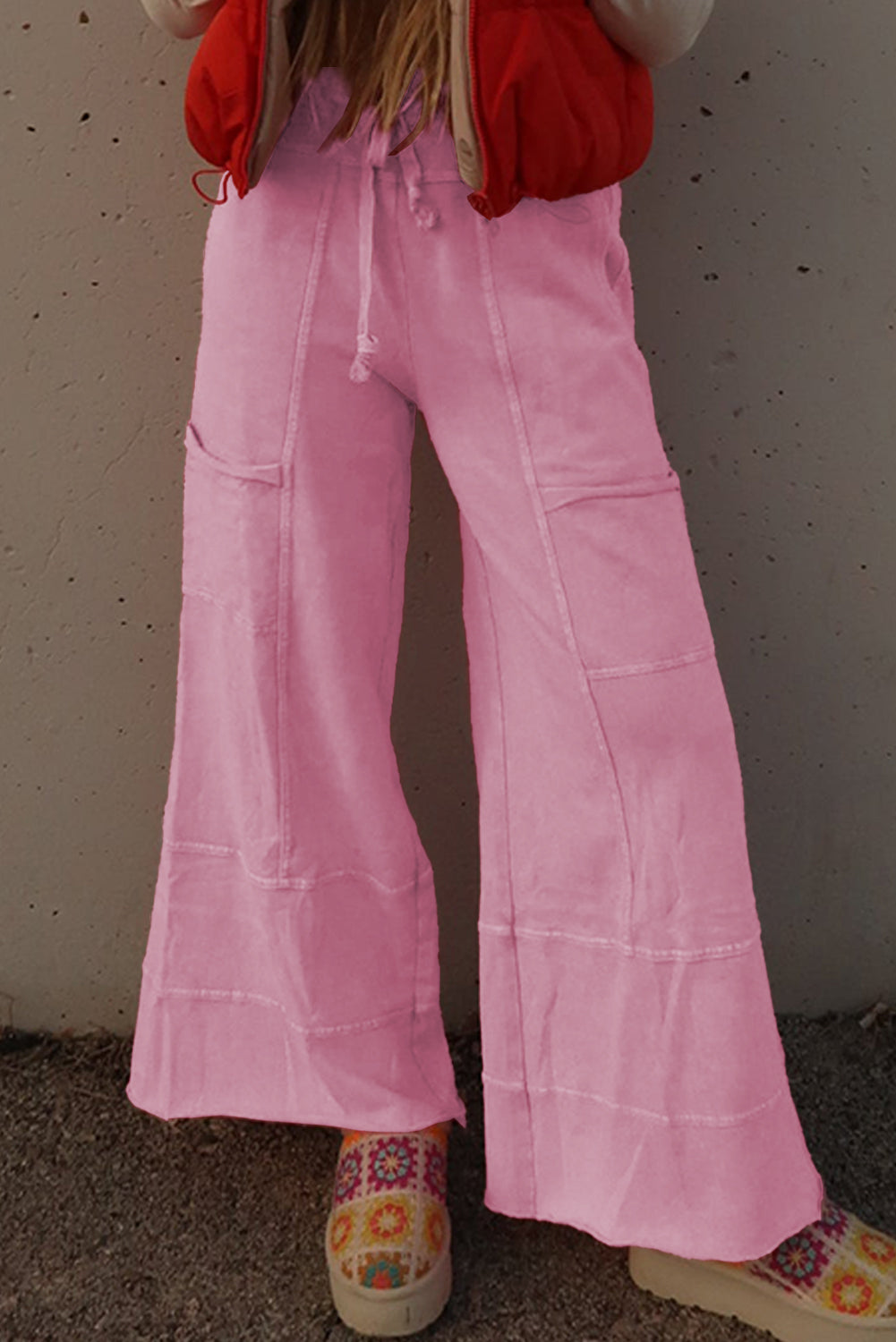 Black Mineral Wash Exposed Seam Wide Leg Cargo Pants 37ce0d3748df93af