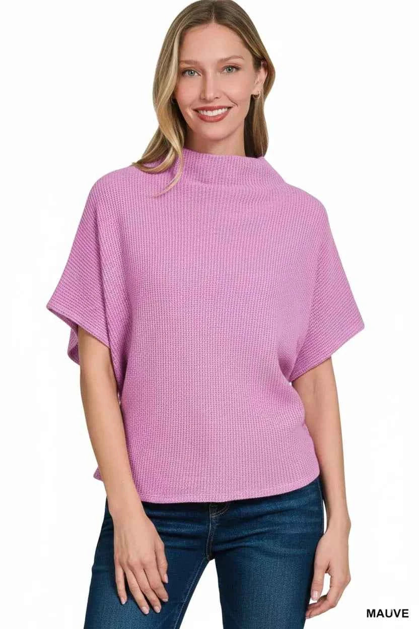 Zenana Mock Neck Sweater with Side Shirred 37d6d7e5-f67f-4c5d-9701-8b1ab823a300-Max-Origin