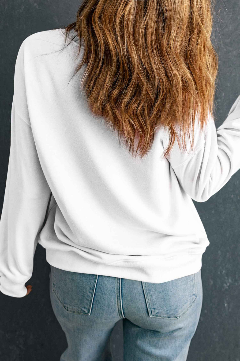 White merry Festive Bow Print Drop Shoulder Loose Pullover Sweatshirt 37d9466da291b4f6