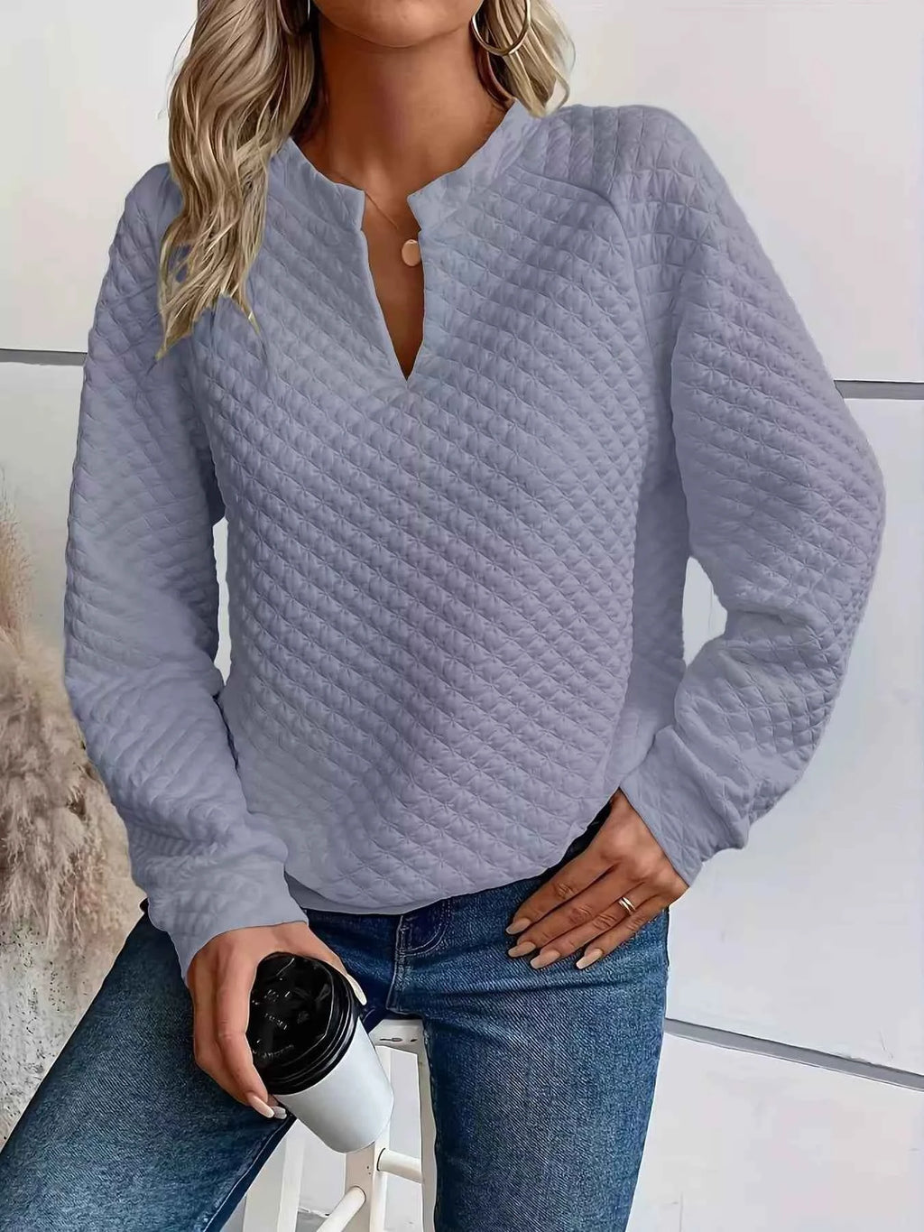 Notched Raglan Sleeve Sweatshirt 37d9defcf82a4302990533979b534d2a-Max-Origin