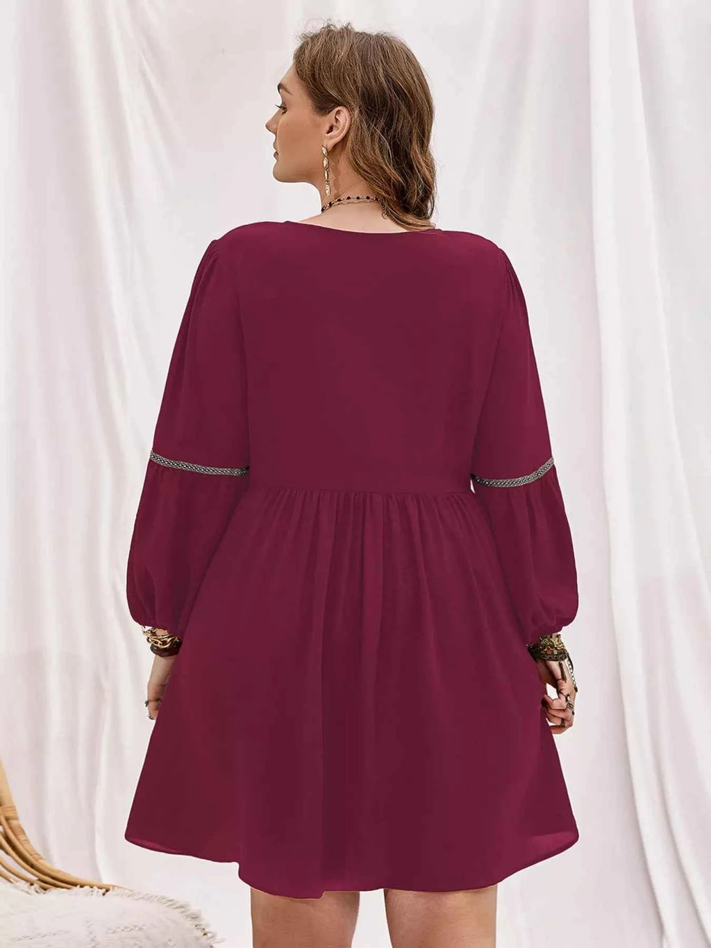 Plus Size Notched Balloon Sleeve Mini Dress 37f16a61-b98d-4869-a40f-fb75e86f6291-Max-Origin