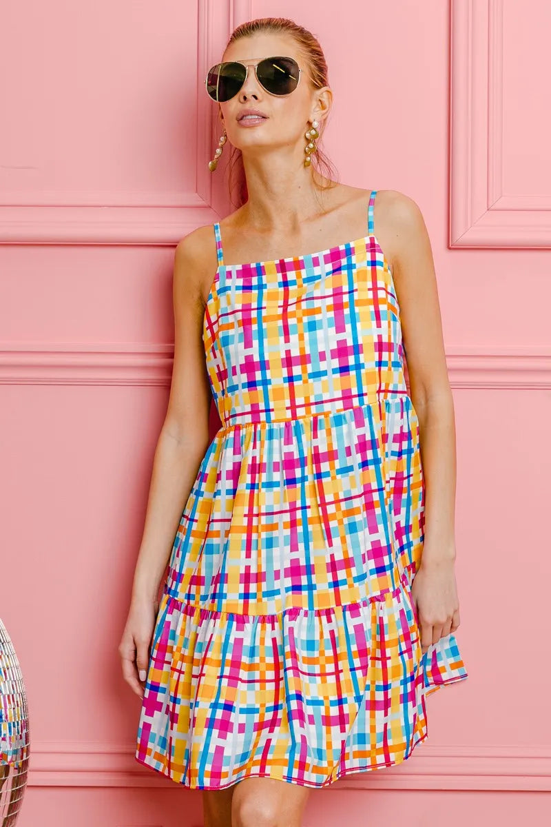 BiBi Multi Colors Plaid Sleeveless Sun Dress 37f526eb0f8e48a7946ee8bbdee197d6-Max-Origin