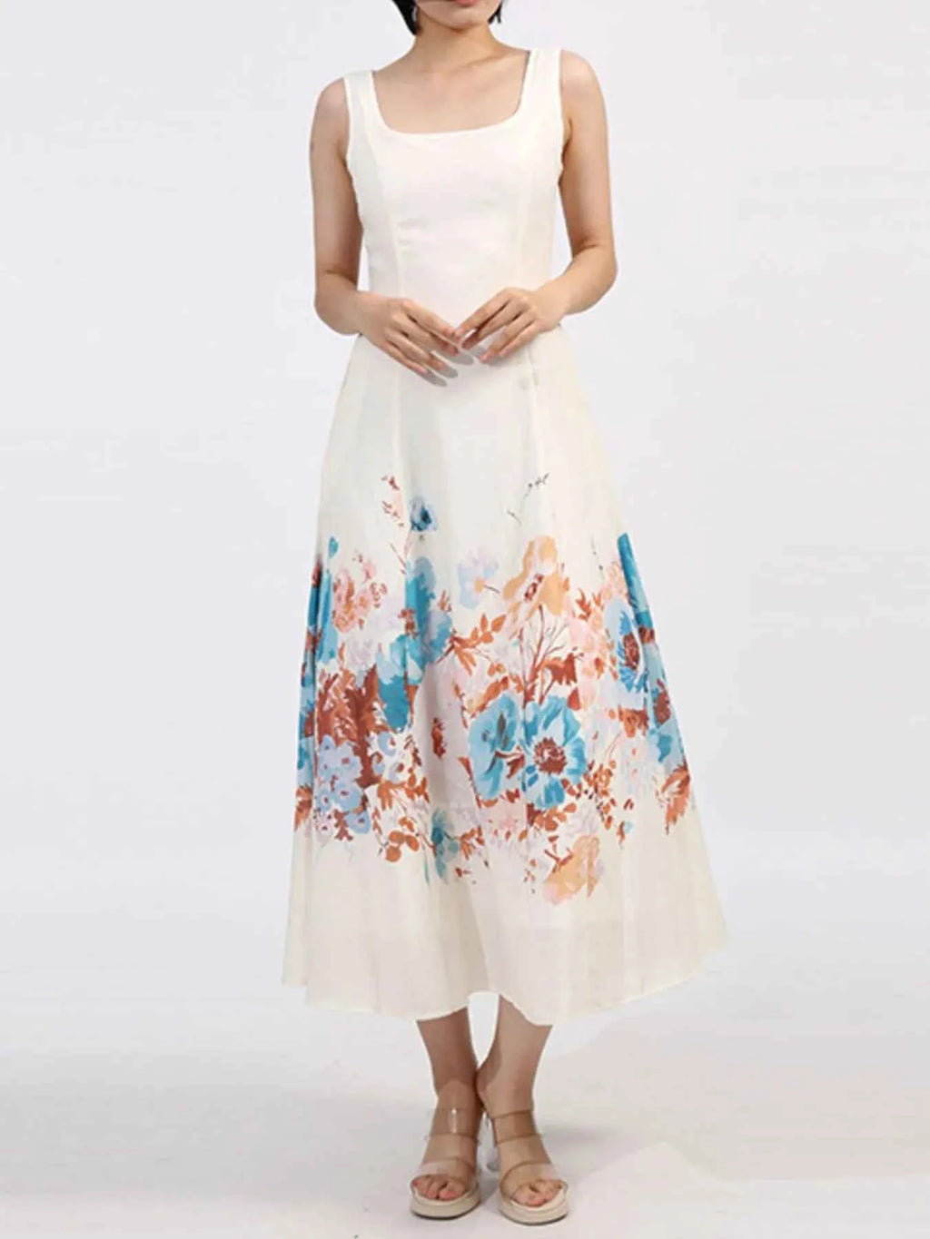 Cutout Back Printed Square Neck Dress 37fc635f-4eca-4810-a4b1-add62a9be96e-Max-Origin