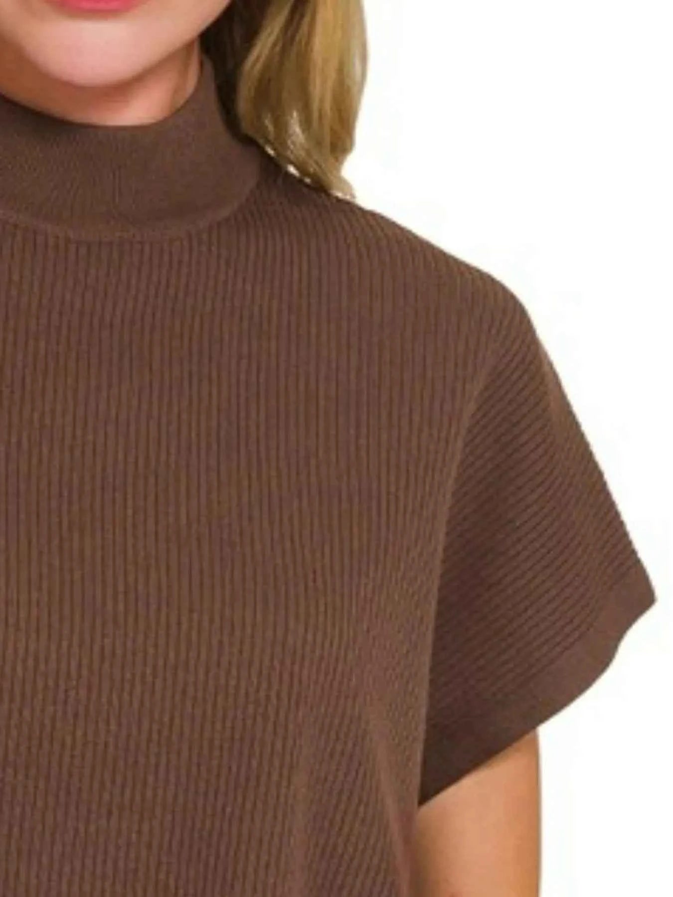 Zenana Viscose Mock Neck Short Sleeve Boxy Sweater 3805e9c2-b197-4f58-8010-2d6cd43e6049-Max-Origin