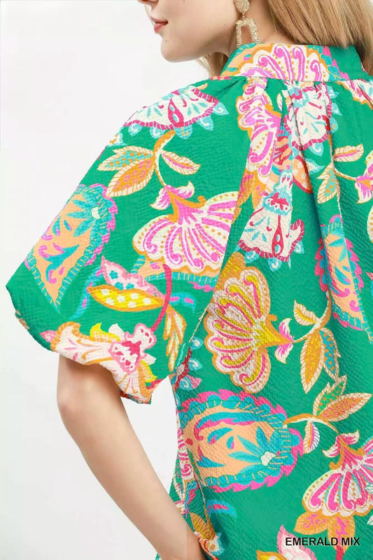 Mix Floral Print Scallop Hem Blouse 380f88ef-a2f9-4471-85ed-e5b2c54e3c5d-Max-Origin