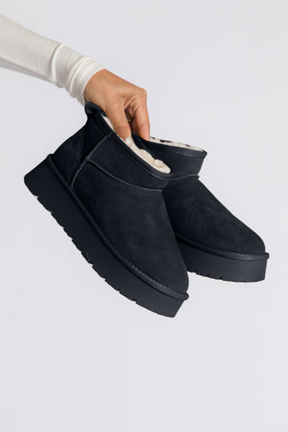 Black Faux Fur Lined Suede Ankle Snow Boots 3813c5b6fe50f85e