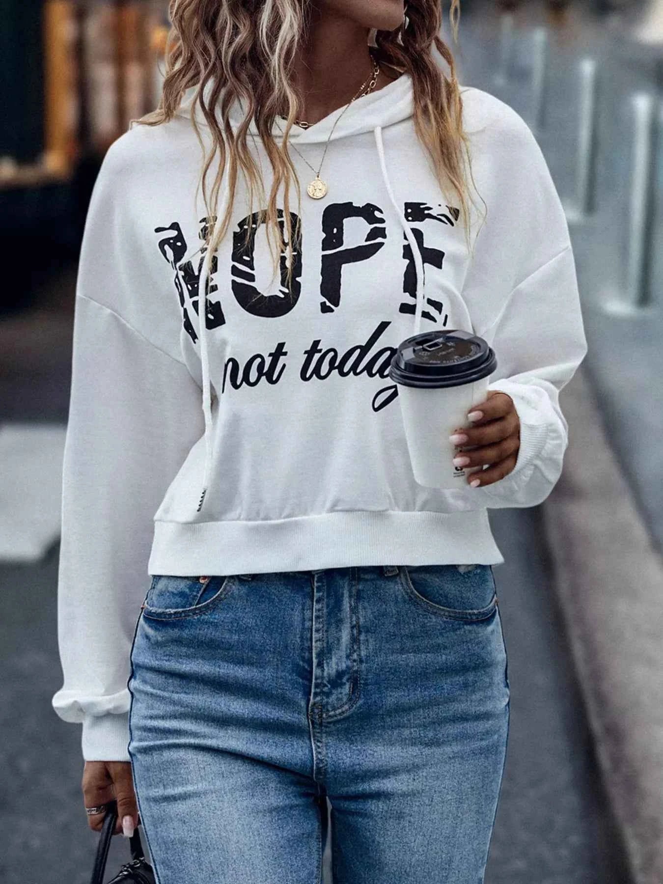 Letter Graphic Long Sleeve Drawstring Hoodie 38151323-d553-4bba-b03e-8c09da2c7d6f-Max-Origin