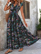 Plus Size Floral V-Neck Cap Sleeve Maxi Dress 381c8e483d484de4a949b386155f20af-Max-Origin