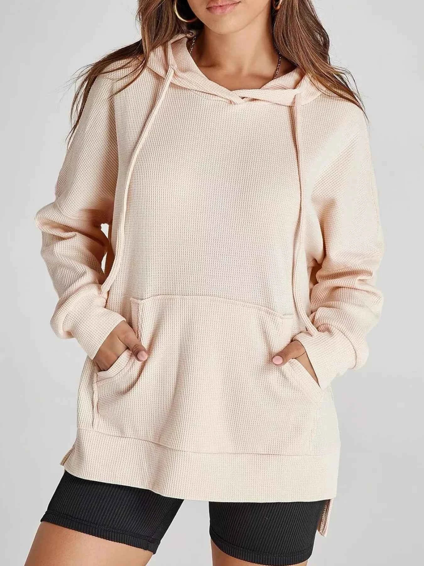 High-Low Hoodie with Kangaroo Pocket Apricot 382938fba31448719b0d3aa690161de4-Max-Origin