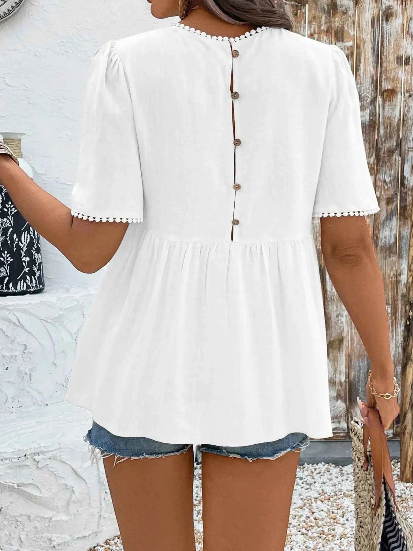 Round Neck Short Sleeve Blouse 3833e60c0dcd4c979efeed31afa9bc64-Max-Origin