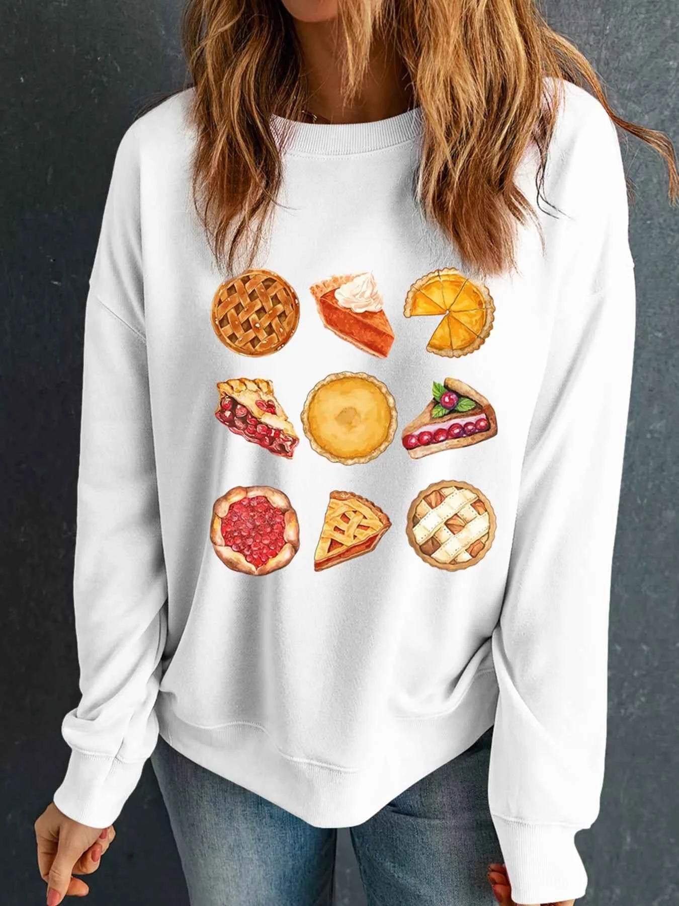Yummy Pie Graphic Thanksgiving Sweatshirt White 38397e98d57143ebb594771904a152e1-Max-Origin