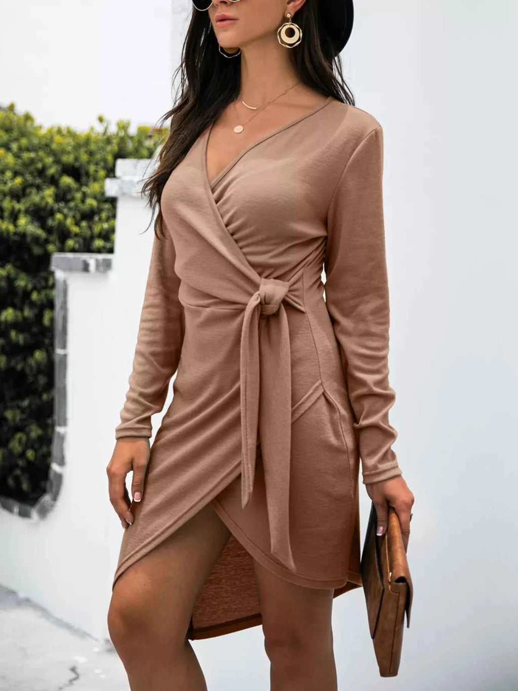 Surplice Long Sleeve Side Tie Dress 383b19f6-1caf-484c-af8a-f509671df74e-Max-Origin