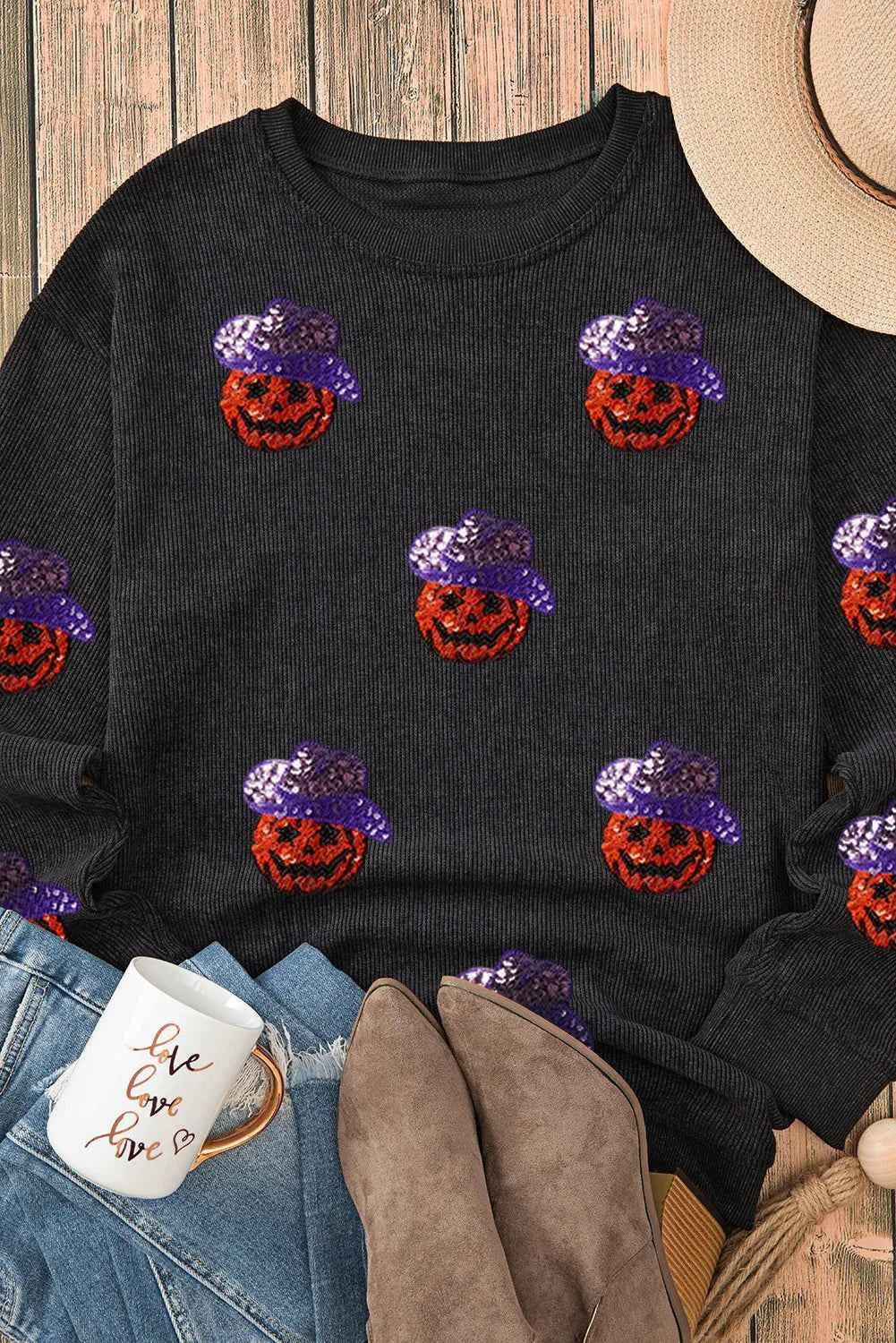 Sequin Pumpkin Long Sleeve Sweatshirt 383d456b-85ac-4c5b-ad39-01711d77cdb4-Max