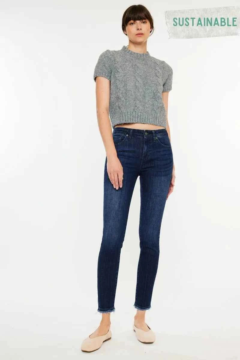 Kancan High-Rise Slim Fit Raw Hem Ankle Jeans 38495e0e82044b3f996d086d386a5169-Max-Origin