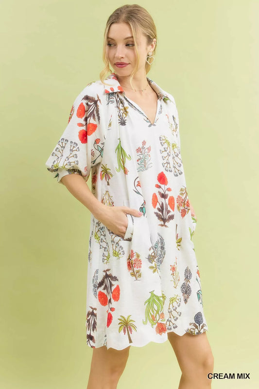 Floral Encyclopedia Print Mini Dress 384b858e-7edc-436c-a351-5d8e0876fa13-Max-Origin