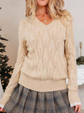 Pearl-Embellished V-Neck Pullover Sweater Tan 386bf3e9-f25d-4feb-b34f-4a964a82f111-Max-Origin